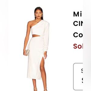 Elegant White Long Sleeve one shoulder Dress